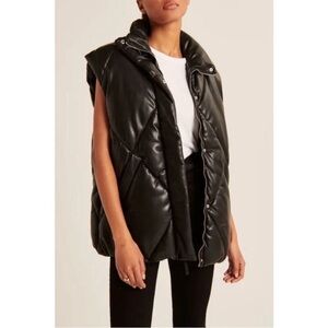 Abercrombie and Fitch black leather vest
